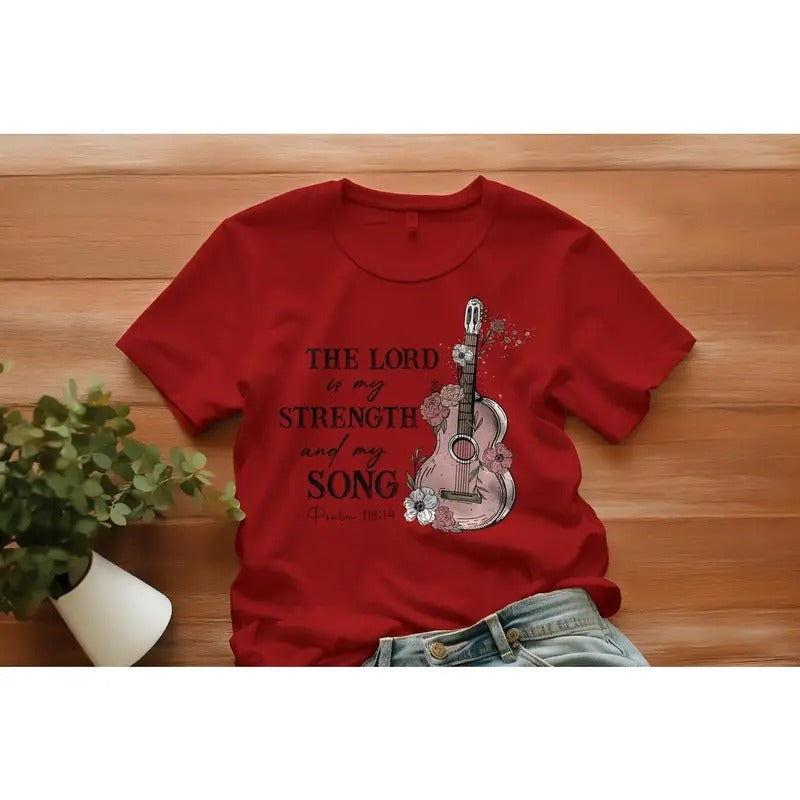 The Lord Is My Strength And My Song Christian Women's T-Shirt Casual Crewneck Hoodie, Sweatshirt | UrbanDripWear.com