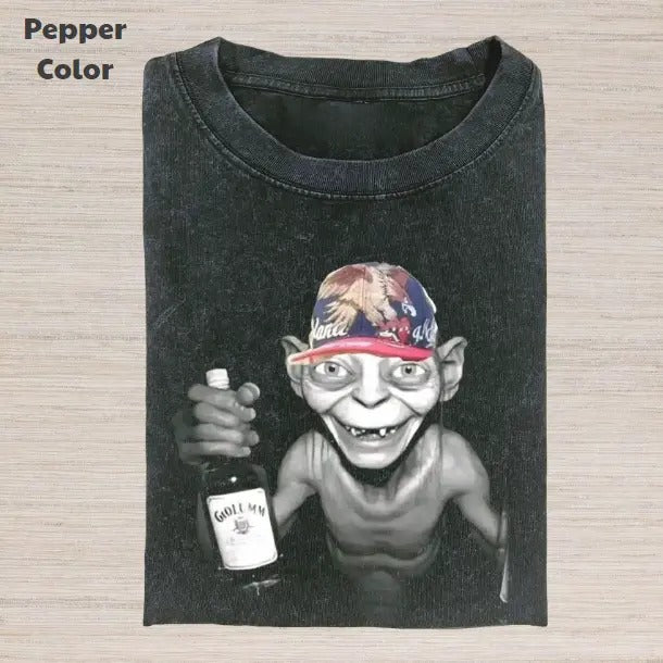The Lord of the Rings Vintage Graphic Tee, Gollum Wine Bottle T-Shirt, Movies Tee, Unisex Meme Cringe Funny Dumb Shirt,...