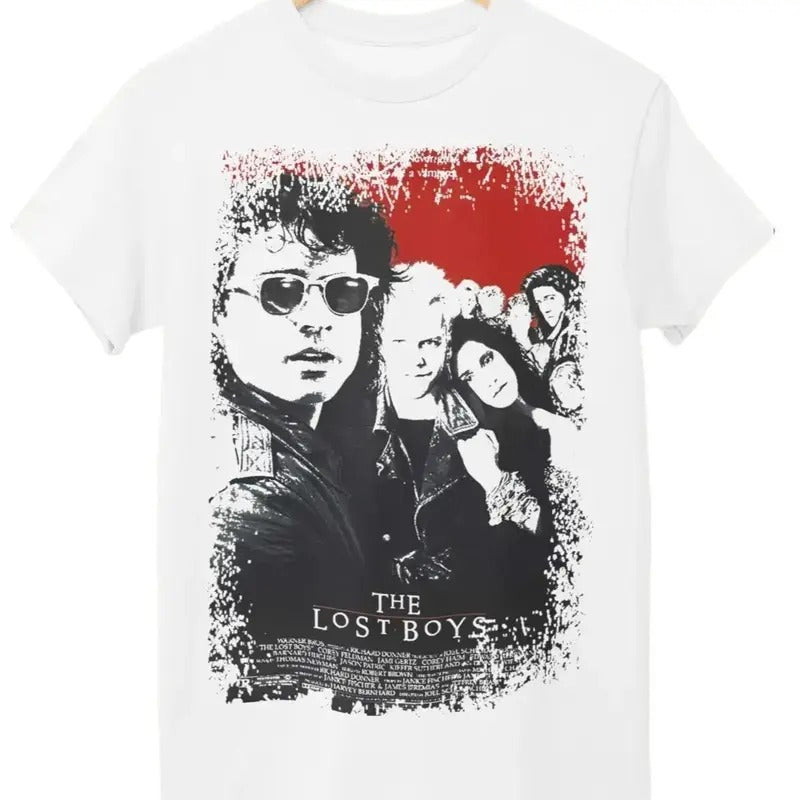 The Lost Boys Movie Poster Inspired Unisex White T-Shirt Cotton Hoodie, Sweatshirt | UrbanDripWear.com