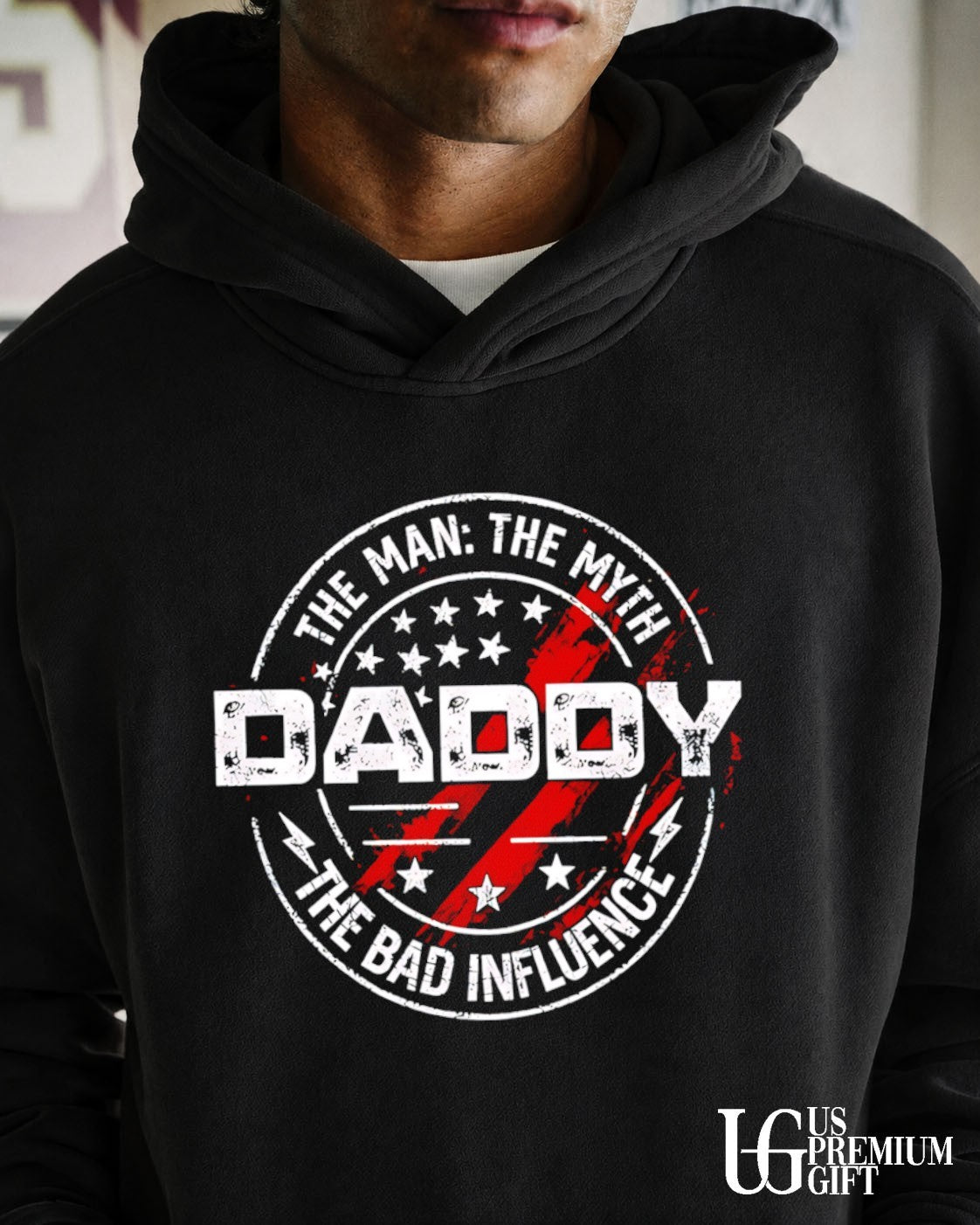 The Man The Myth Daddy The Bad Influence logo shirt