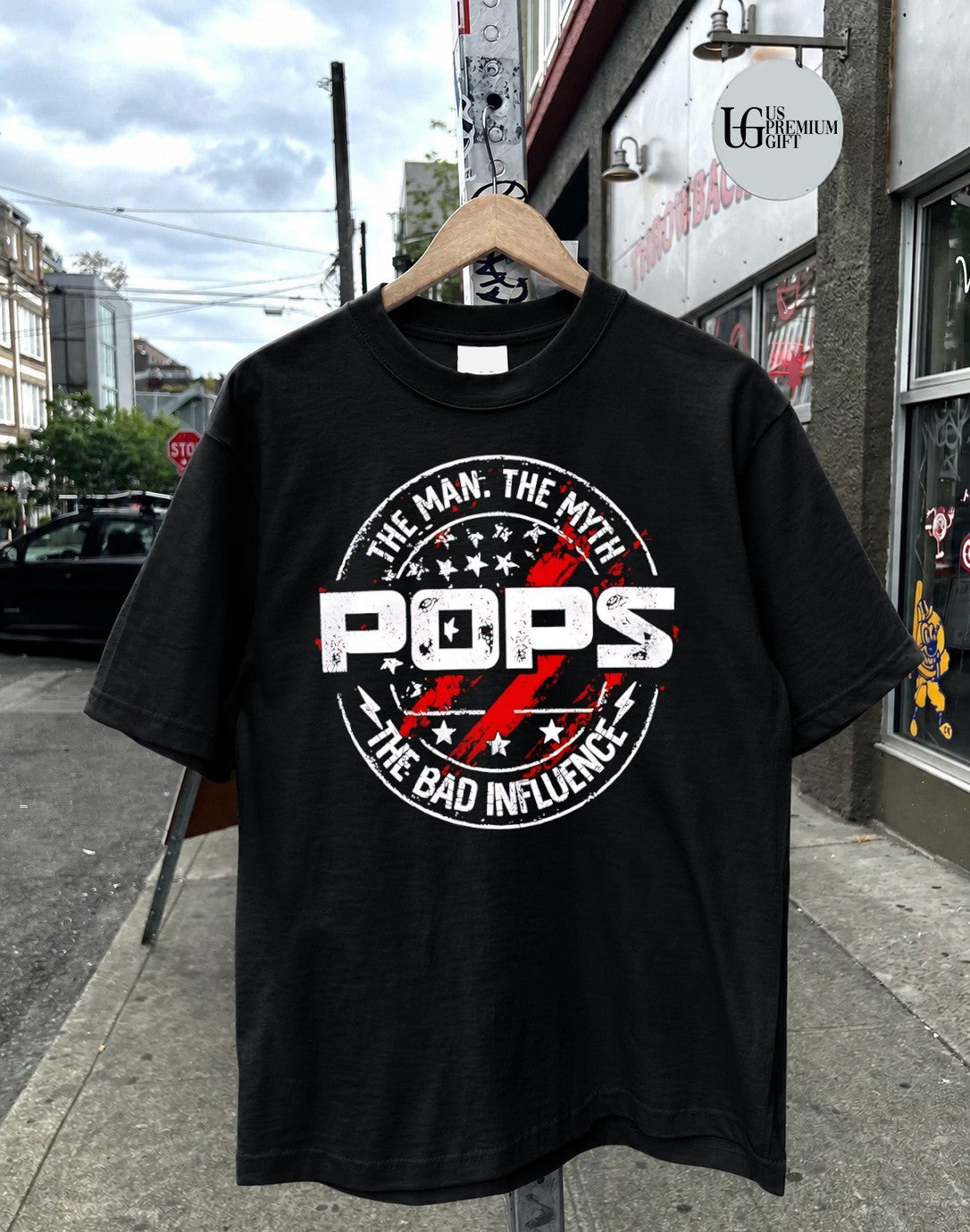 The Man The Myth Pops The Bad Influence logo shirt