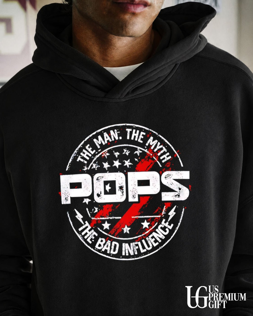 The Man The Myth Pops The Bad Influence logo shirt