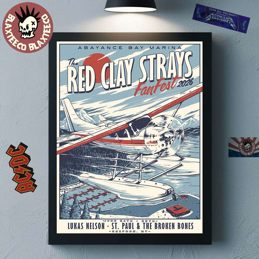 The Red Clay Strays Fan Fest 2026 Gig Poster For Show In Rexford Montana At Abayance Bay Marina From June 24 To 28 2026 Decor Poster Canvas