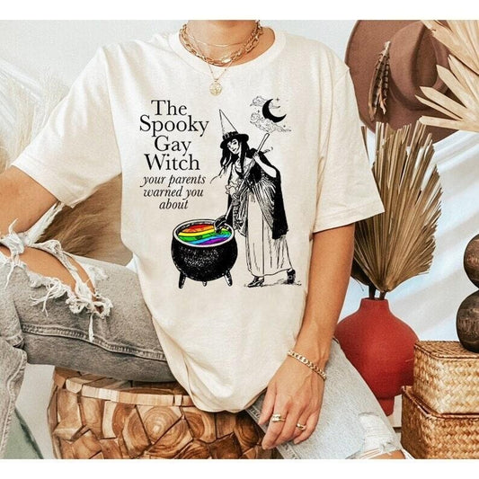The Spooky Gay Witch your parents warned you about shirt | lgbtq pride shirt | funny gay pride shirt | witchy gay shirt | boho gay | queer  T-shirt, sweater and Hoodie