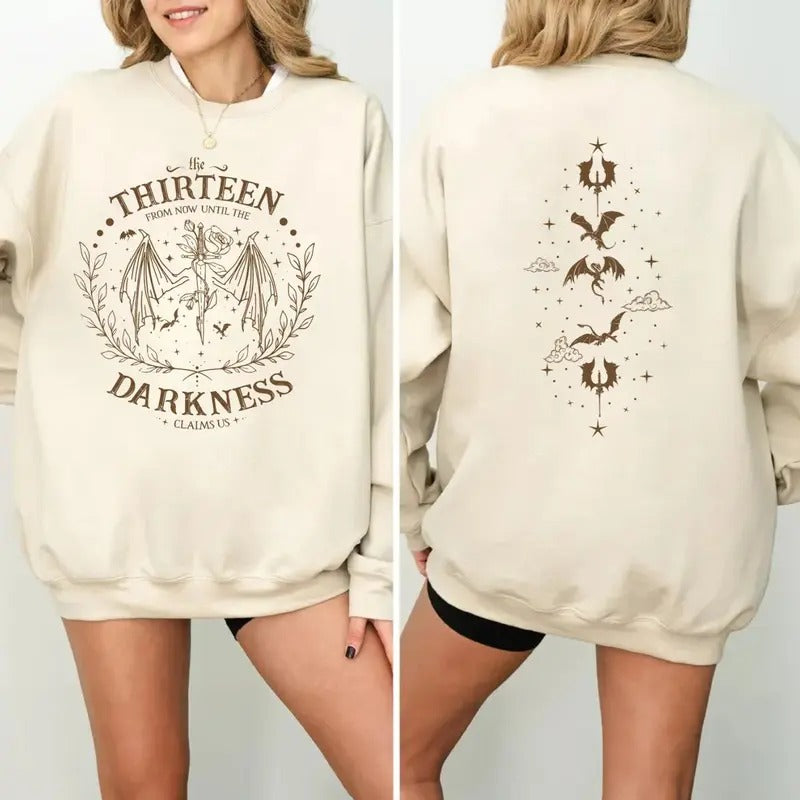The Thirteen Throne Of Glass From Now Until The Darkness Claims Us, Dragon Rider Shirt, Fourth Wing Hoodie T Shirt...