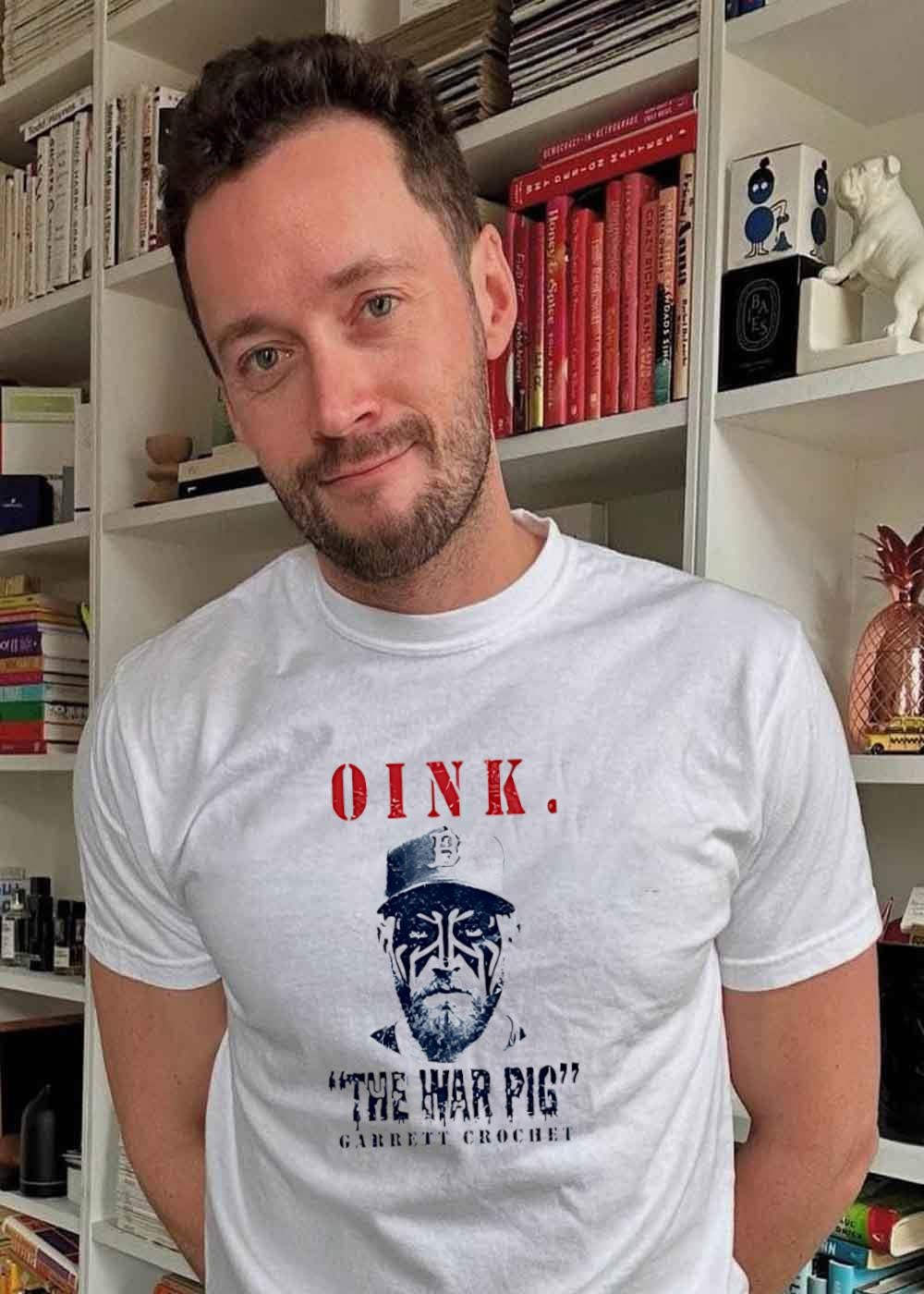 The War Pig Garret Crochet Oink Baseball T-Shirt