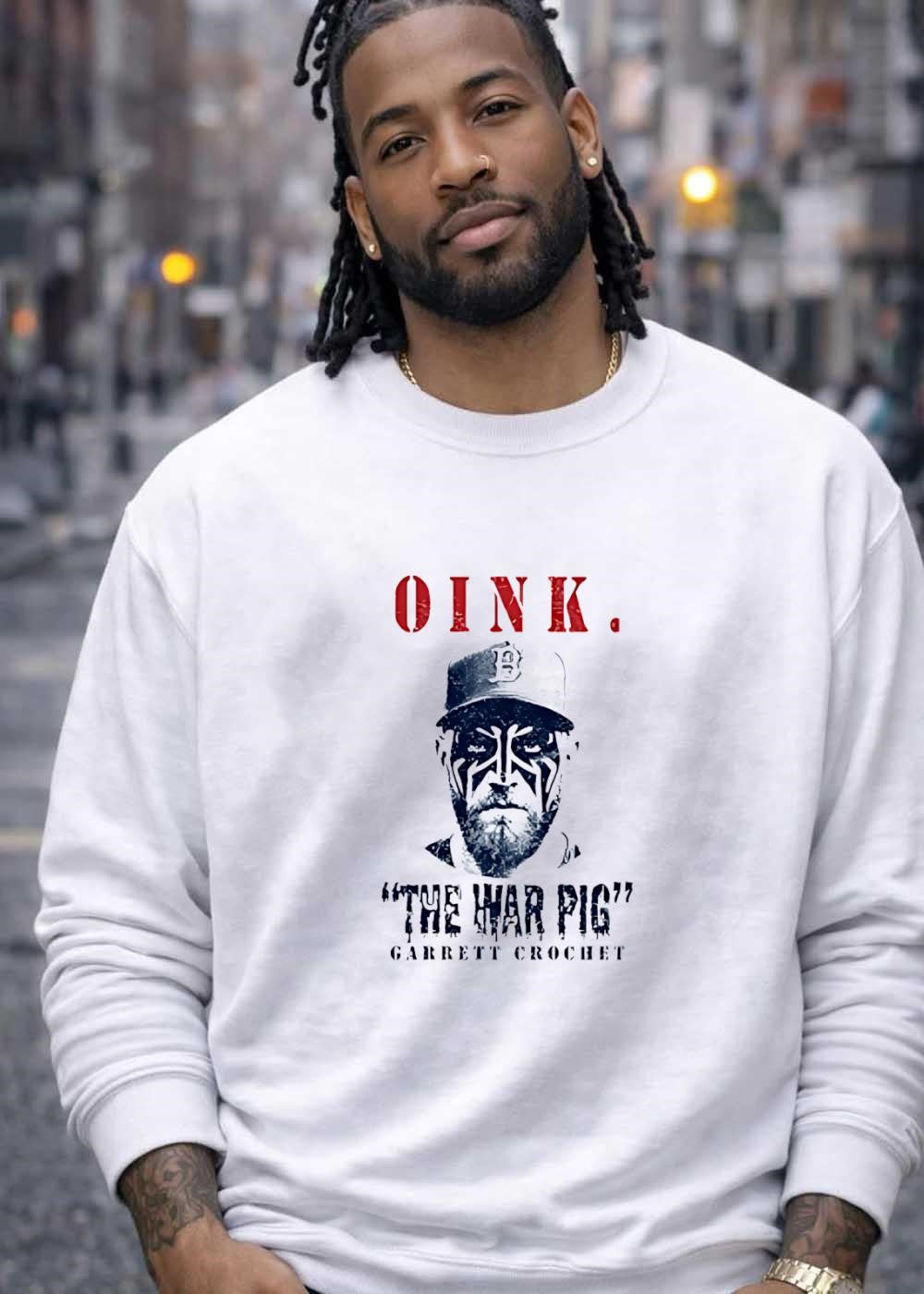 The War Pig Garret Crochet Oink Baseball T-Shirt