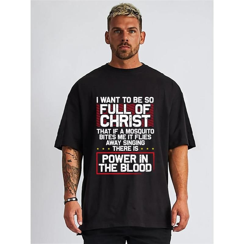 There Is Power In The Blood - Religious T-shirt Funny Men's Short Sleeve Graphic T-shirt Collection Black Men's Casual...