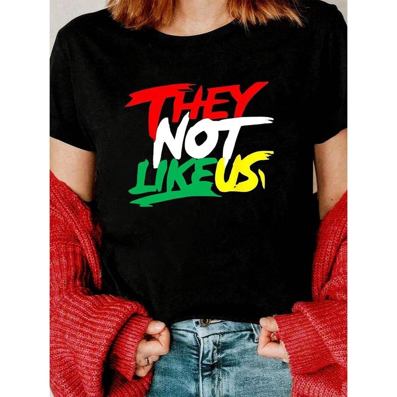 They Not Like Us Print Round Neck Short Sleeve T-Shirt For Women Casual, Summer , Women Top Graphic Tees Women Tops Fit...