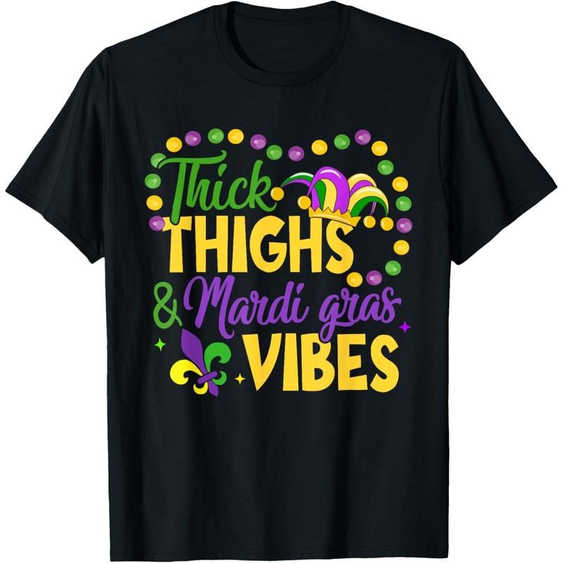 Thick Thighs Mardi Gras Vibes Fleur De Lis Mardi Gras Vibes T-Shirt made in USA Hoodie, Sweatshirt | UrbanDripWear.com
