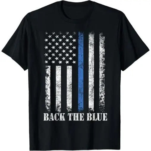 Thin Blue Line Back the Blue American Flag Police Support T-Shirt Made in USA Hoodie, Sweatshirt | UrbanDripWear.com