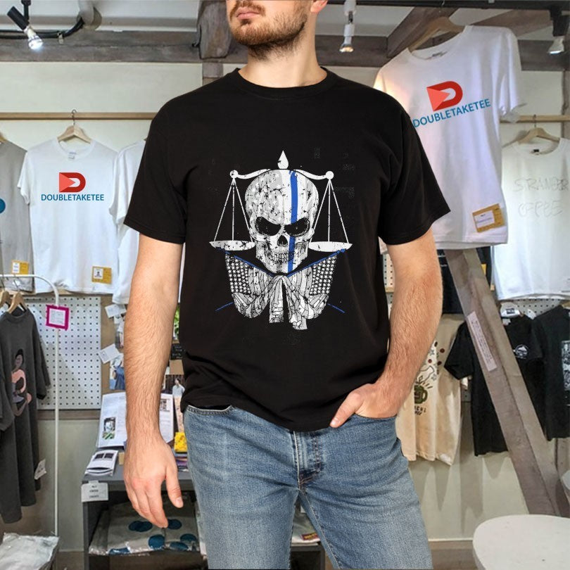 Thin Blue Line Skull American Made Shirts