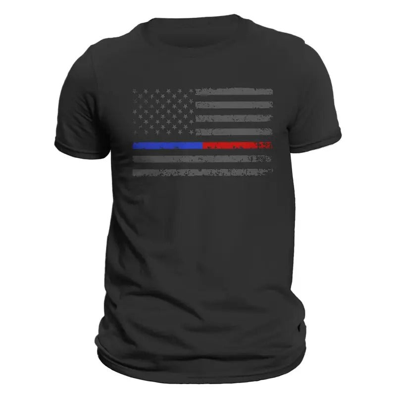 Thin Blue Red Line Flag 2.0 Men's T-Shirt Hoodie, Sweatshirt | UrbanDripWear.com