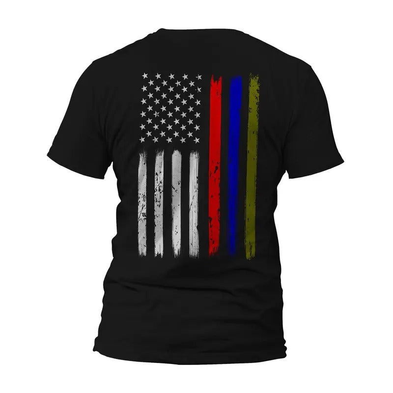 Thin Red Blue Green Line Vertical Flag T-Shirt Hoodie, Sweatshirt | UrbanDripWear.com