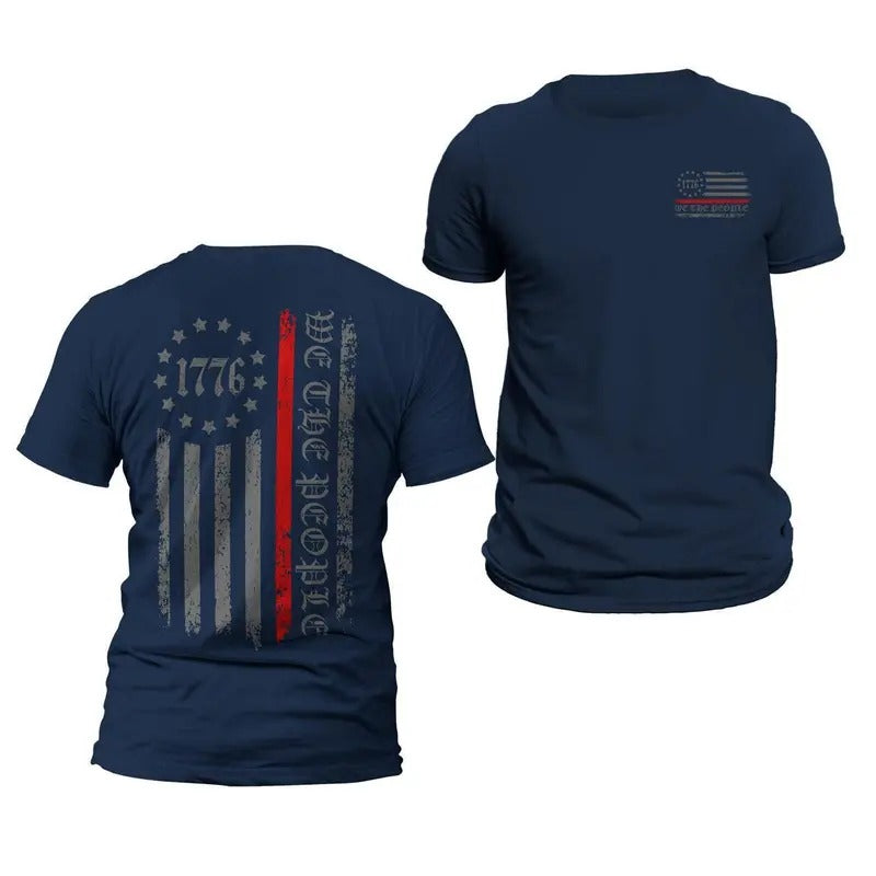 Thin Red Line Flag We The People 1776 Two Side Print Firefighter Men's T-Shirt Hoodie, Sweatshirt | UrbanDripWear.com