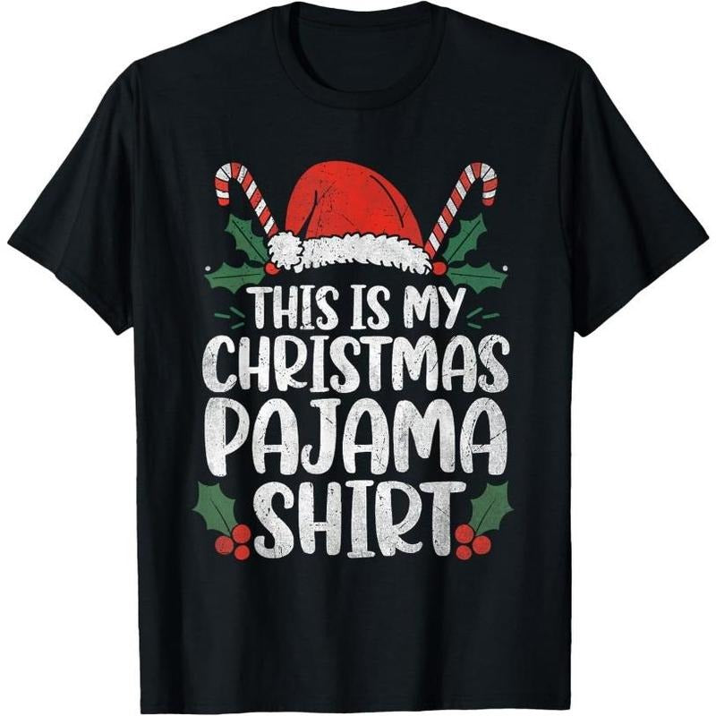 This Is My Christmas Pajama Shirt Funny Xmas Pajama Outfit T-Shirt Made in USA Hoodie, Sweatshirt | UrbanDripWear.com