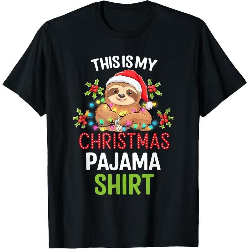 This Is My Christmas Pajama Shirt Sloth Funny Xmas Pajama T-Shirt Made in USA Hoodie, Sweatshirt | UrbanDripWear.com