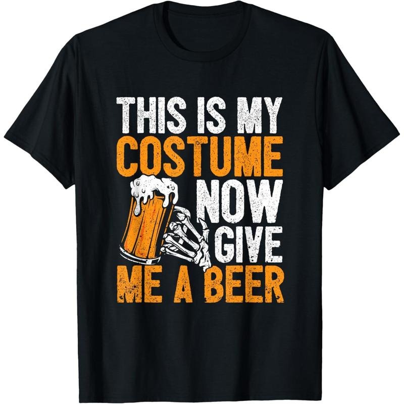 This Is My Costume Now Give Me A Beer Halloween Skeleton T-Shirt  made in us Hoodie, Sweatshirt | UrbanDripWear.com