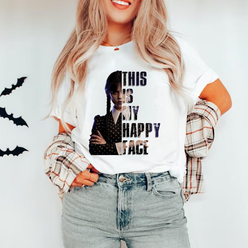 This Is My Happy Face Shirt, Wednesday Season 2Movie Shirt, Halloween SweatShirt Hoodie | UrbanDripWear.com