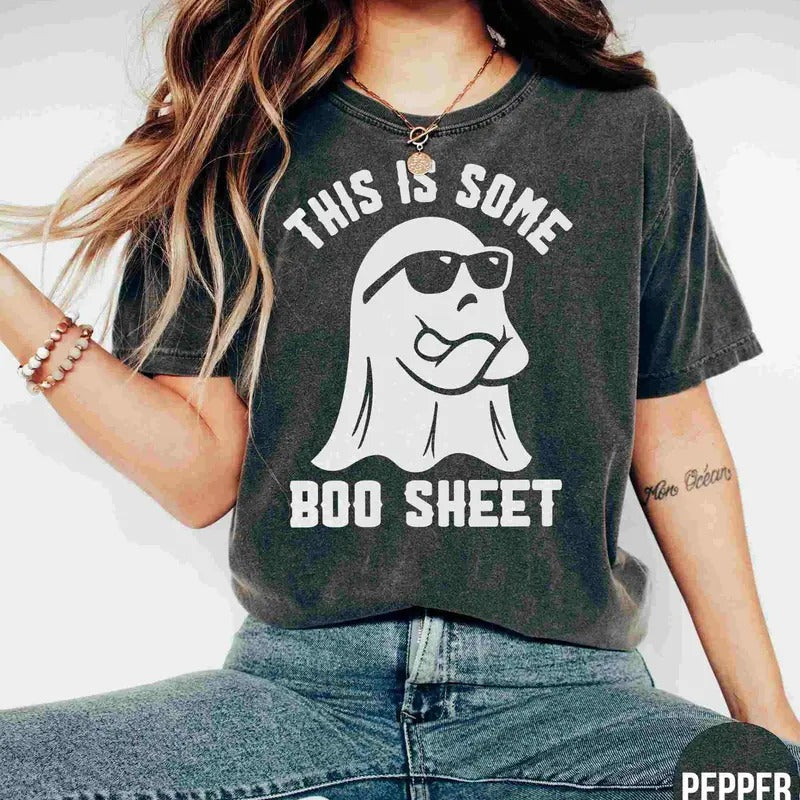 This Is Some Boo Sheet Halloween Shirt Retro Halloween Tshirt Cool Ghost Crewneck Funny Halloween T Shirt Gift For...