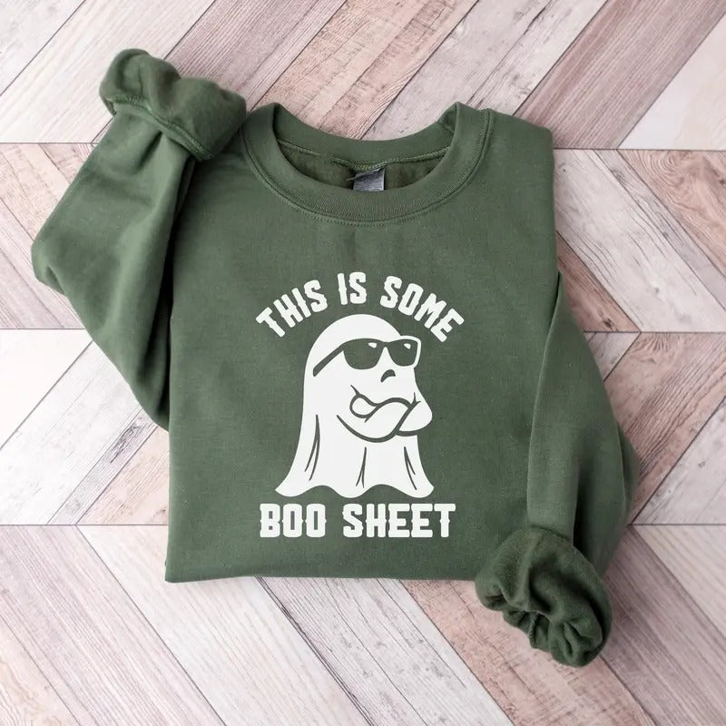 This Is Some Boo Sheet Sweatshirt, Funny Ghost Halloween Sweatshirt, Retro Ghost Shirt, Boo Sheet Shirt, Funny Halloween...