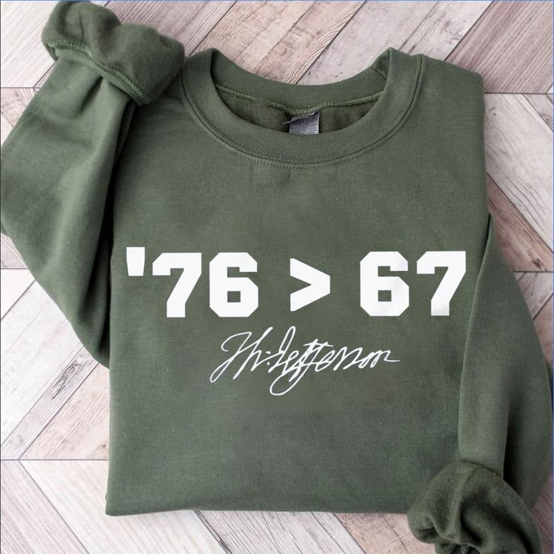 Thomas Jefferson '76 > 67 Self-Evident Unisex Crewneck Sweater, Make History Fun Shirt, Retro Patriotic USA Unisex...