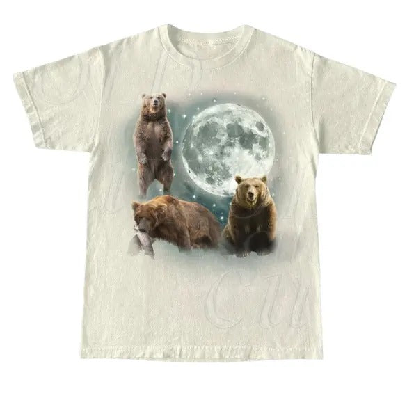 Three Bears Moon Vintage Graphic T-shirts, Retro Bear Tshirt, Bear Lovers, Funny Bear Tee, Unisex Tee, Y2k, Unisex...