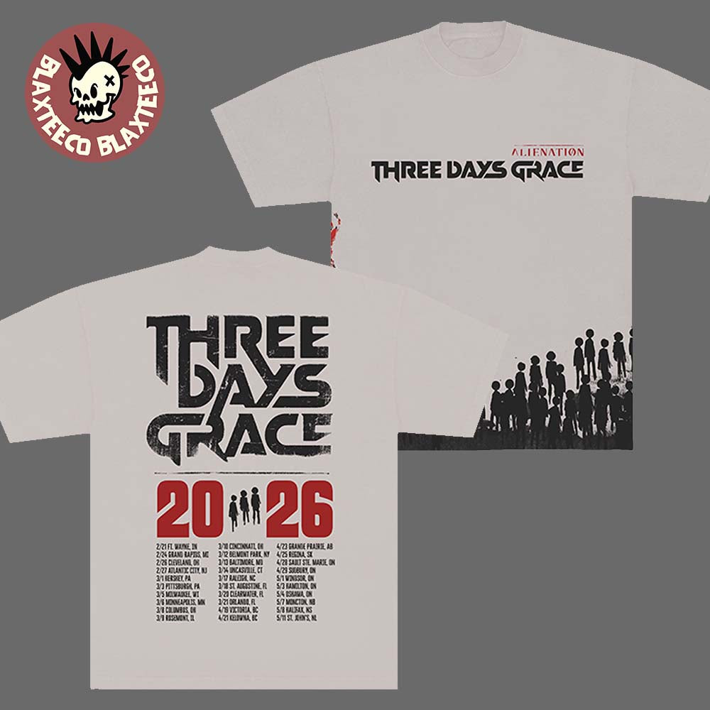 Three Days Grace Alienation 2026 Tour North America Merch All Over Gray T-Shirt
