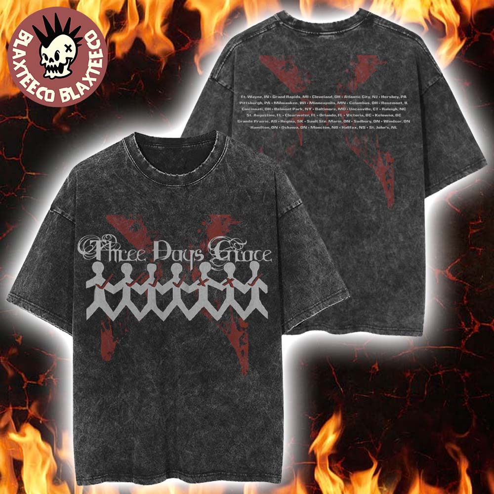Three Days Grace Alienation 2026 Tour North America Merch One-X Vintage Washed Tee