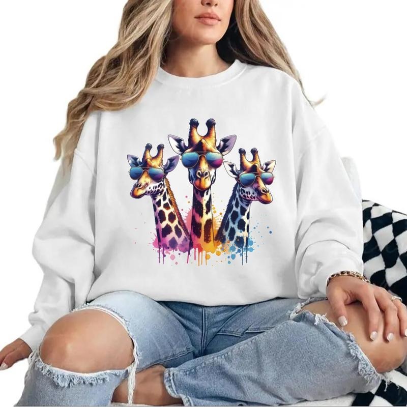 Three Giraffes Sweatshirt Funny Giraffe Safari Animals Colorful T-Shirt Unisex Hoodie | UrbanDripWear.com