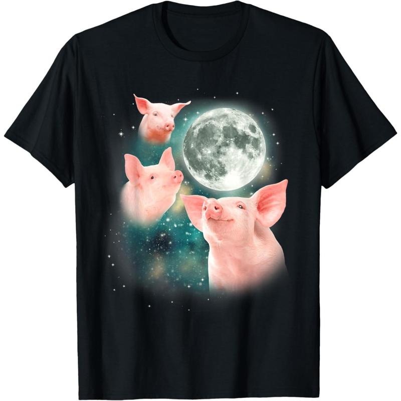 Three Pig Moon | 3 Miniature Pigs Howling Swine Weird Piggy T-Shirt made in usa Hoodie, Sweatshirt | UrbanDripWear.com