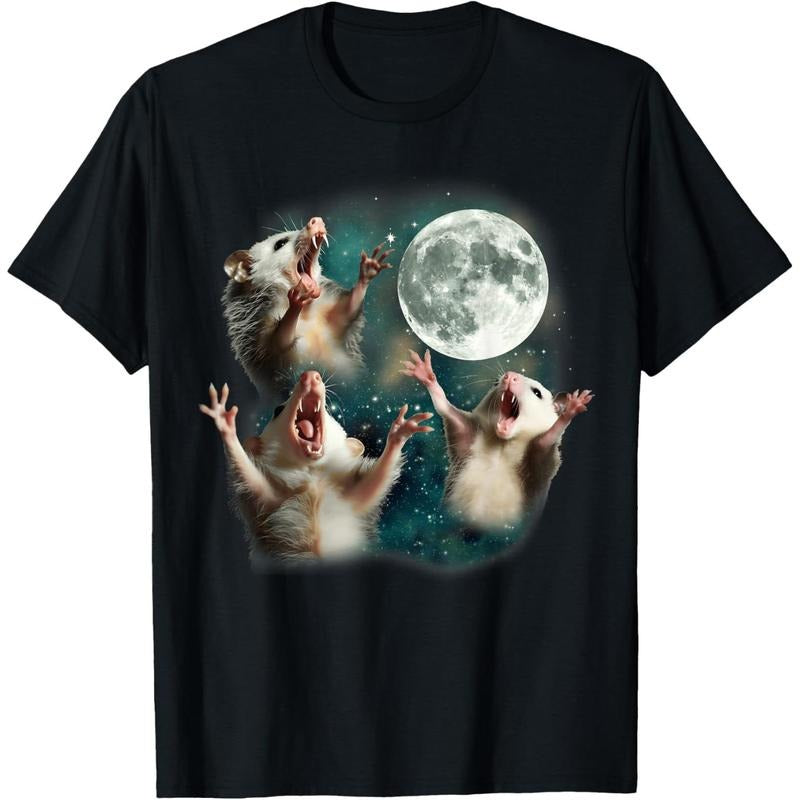 Three Possum Moon | 3 Opossum Funny Weird Cursed Meme T-Shirt made in usa Hoodie, Sweatshirt | UrbanDripWear.com