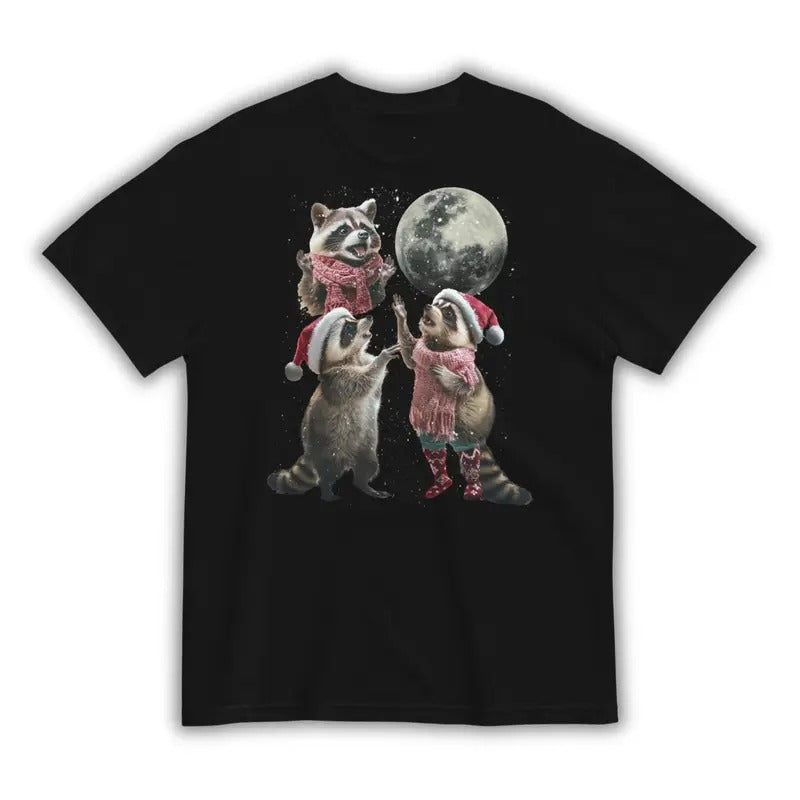 Three Raccoons Vintage Christmas Shirt, Retro Raccoon Moon Tshirt, Raccoon Lovers, Funny Raccoon Tee Hoodie, Sweatshirt