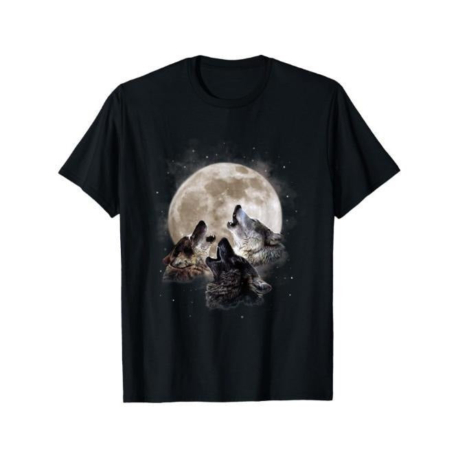 Three Wolves Howling at the Moon - Wolf Lover T-Shirt Made in USA Hoodie, Sweatshirt | UrbanDripWear.com