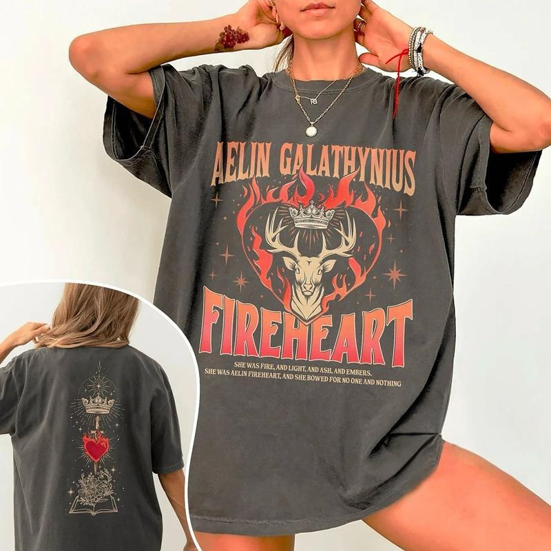 Throne Of Glass Fan Shirt, Aelin Galathynius Shirts - Fireheart Aelin T-Shirt, Kingsflame The Thirteen, Gift For Book...