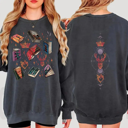 Throne Of Glass Series T-Shirt, TOG Series Sweatshirt, Terrasen The Thirteen Tee Shirt, Sarah J Maas Book Shirt, Throne Of Glass Bookish Sweater, Gift For Book Lover, SJM Merch, Aelin Fireheart Shirt, 2 Sided Shirt