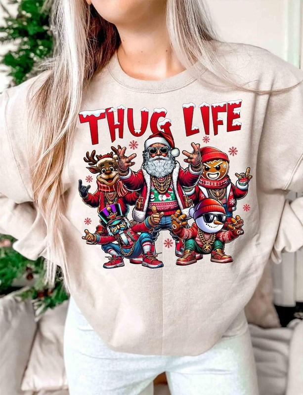 Thug Life Christma Santa Reindeer Thug Life Snowman , GingerBread , Funny Christmas Sweatshirt T-Shirts, Hoodie
