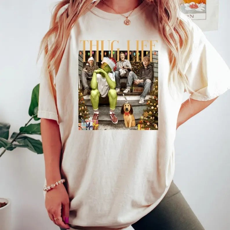 Thug Life Griinchmas Tshirt, Christmas Thug Life Sweatshirt, Retro Thug Life Movie Stars Shirt Hoodie | UrbanDripWear.com