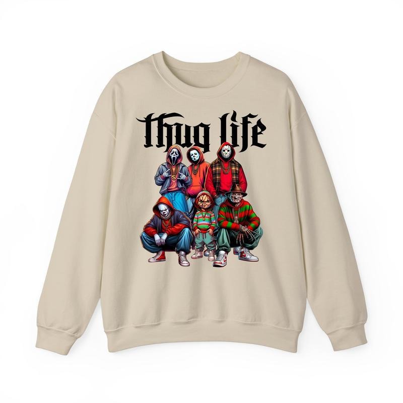 Thug Life Horror Movie Characters T-Shirt, Scream Michael Myers Ghost Face Shirt, Gifts Full Size, Full Colors,...
