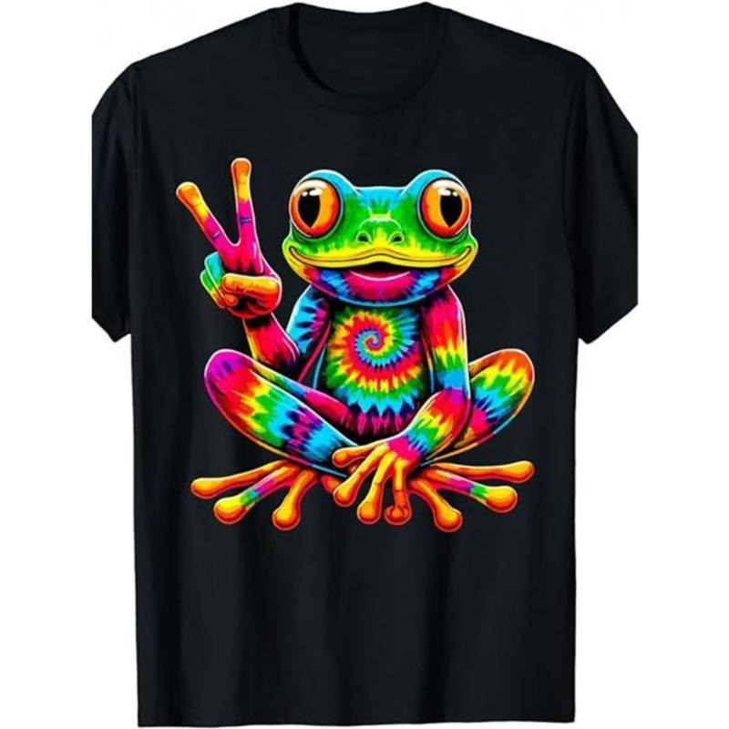 Tie-Dye Cool Frog Peace Sign Hippie T-Shirt Made In USA Hoodie, Sweatshirt | UrbanDripWear.com