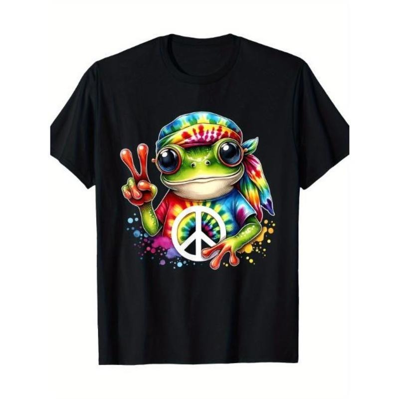 Tie Dye Frog Peace Logo Hippie T-shirt - 220g Made In USA Hoodie, Sweatshirt | UrbanDripWear.com