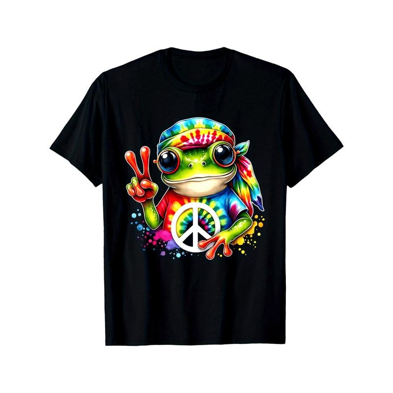 Tie Dye Frog Peace Sign Hippie T-Shirt made in usa Hoodie, Sweatshirt | UrbanDripWear.com