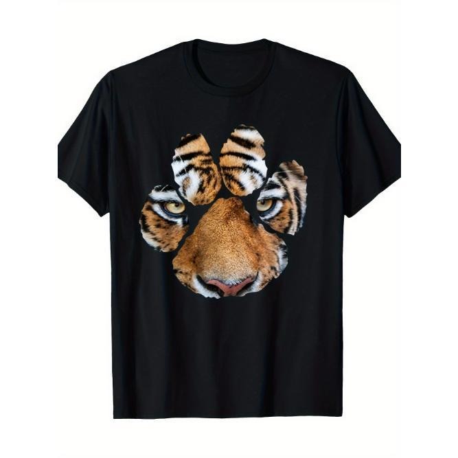 Tiger Paw Print Animal Cotton T-Shirt Made in USA Hoodie, Sweatshirt | UrbanDripWear.com
