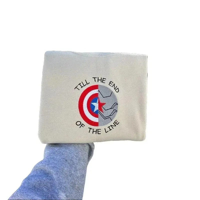 Till the end of the line Embroidered sweatshirt; Cotton Casual embroidered crewneck T-Shirts, Hoodie | UrbanDripWear.com