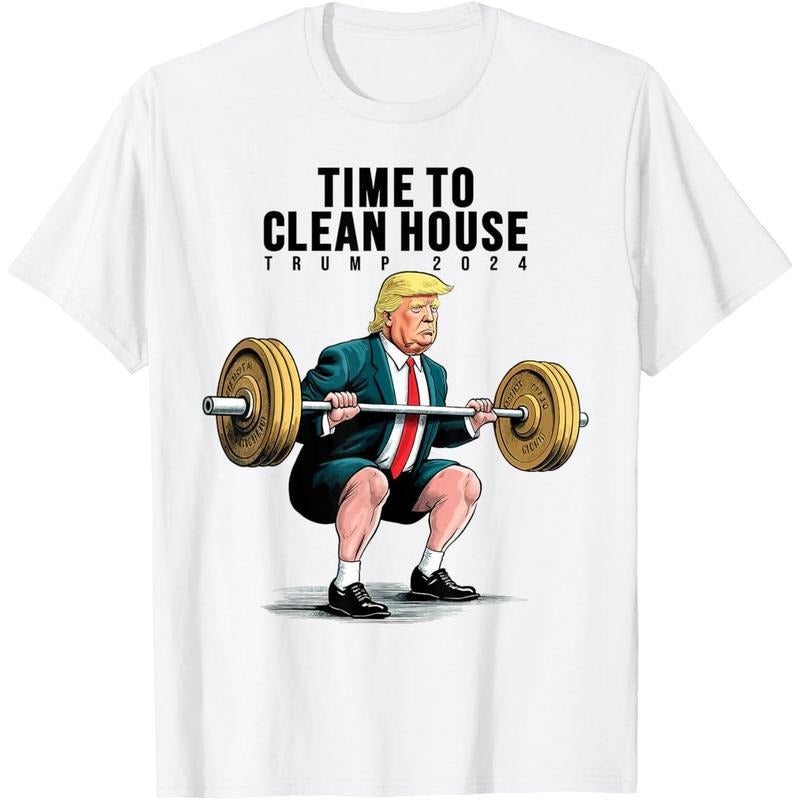 Time To Clean House Trump For President 2024 Workout Gym T-Shirt Hoodie, Sweatshirt | UrbanDripWear.com
