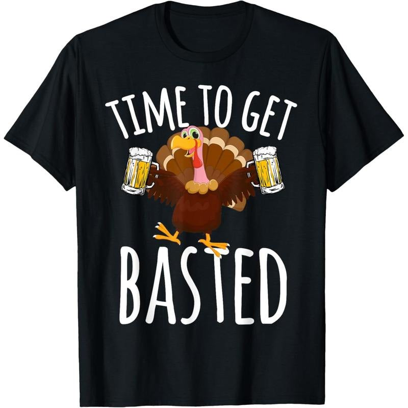 Time To Get Basted Funny Beer Thanksgiving Turkey Gift T-Shirt made in us Hoodie, Sweatshirt | UrbanDripWear.com