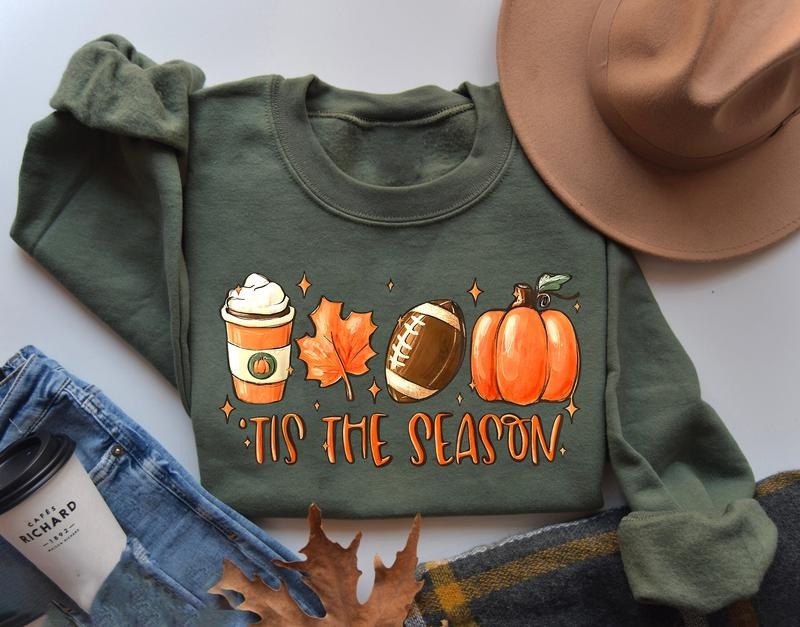 Tis The Season Football Sweatshirt, Fall Sweatshirt, Fall Season Sweater, Fall Football Shirt, Fall Crewneck Sweater,...