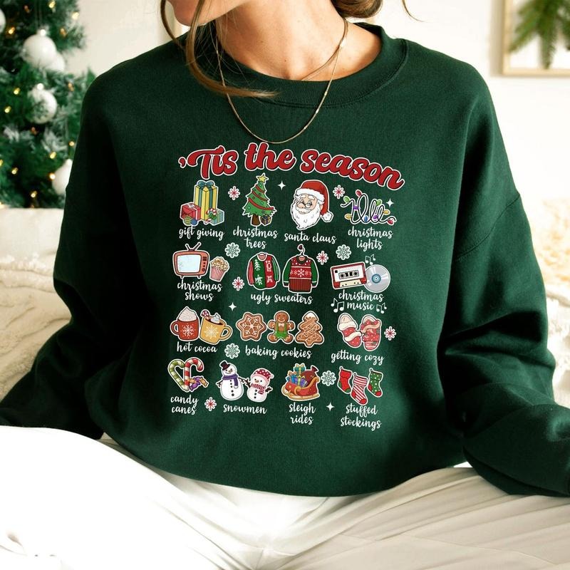 Tis The Season Sweatshirt, Christmas Crewneck, Retro Tis The Season Shirt, Merry Christmas Shirt, Christmas Sweatshirt,...