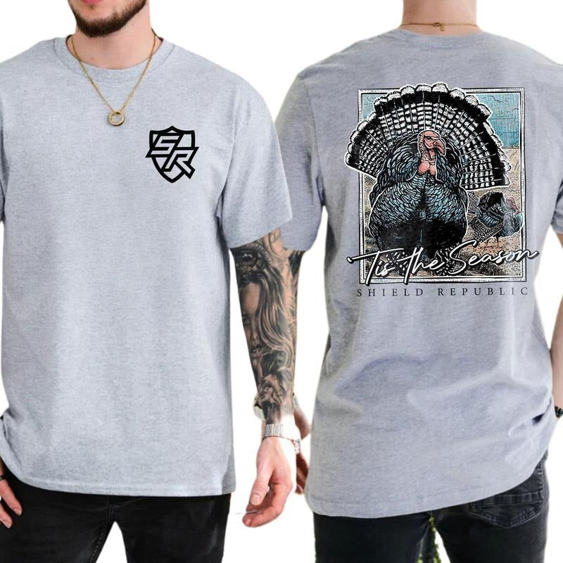 Tis The Season Turkey Shield Republic Shirt Soft Fabric Short Sleeve Shirt Hoodie, Sweatshirt | UrbanDripWear.com