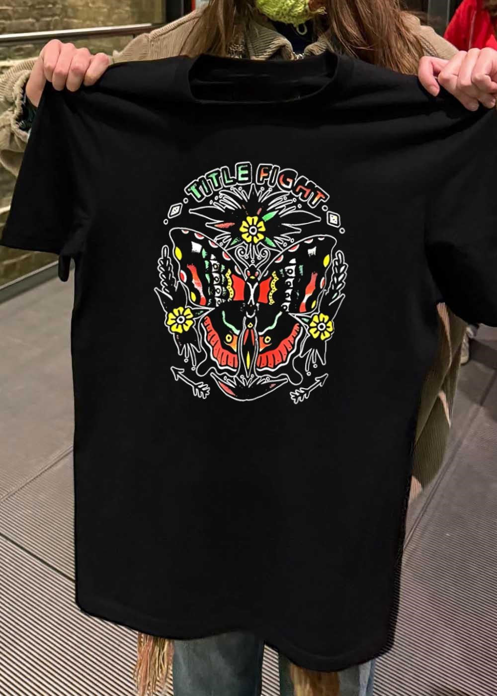 Title Fight butterfly flowers shirt